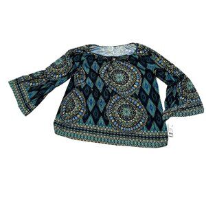 Macy's NY Collection Women's Plus Size 2X Boho Bell Sleeve Top Blouse NWT